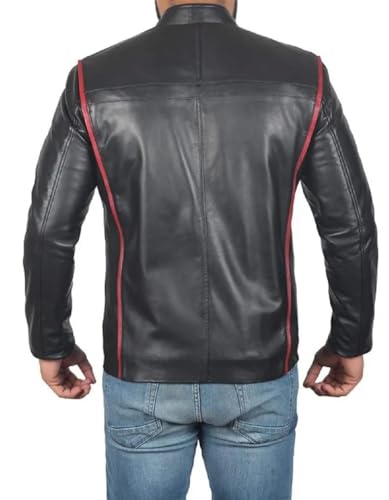 Hide & Seek Men's Iconic Cosplay Solider Gaming Costume Motorcycle Style Cafe Racer Black Biker Leather Jacket3