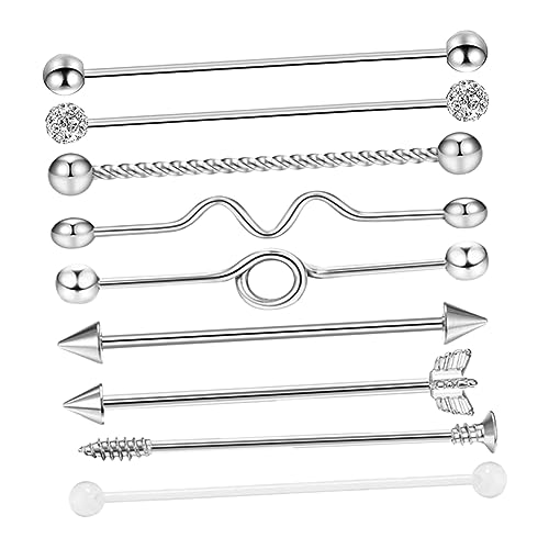 Pendientes de acero inoxidable antialérgicos tipo barra y flecha para orejas sensibles