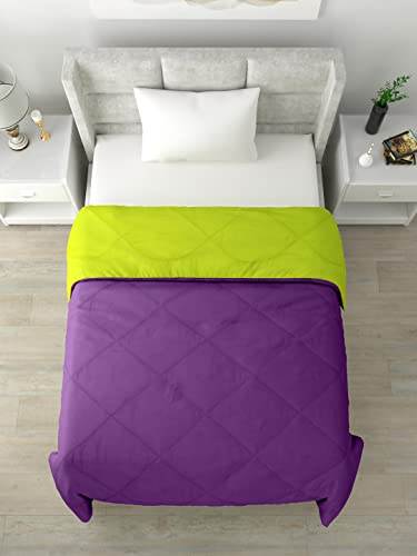 Image of Clasiko Reversible Single Bed Comforter; 60x90 Inches; 200GSM; Material - Cotton; Reversible; Color - Purple & Green; Pack of 1;