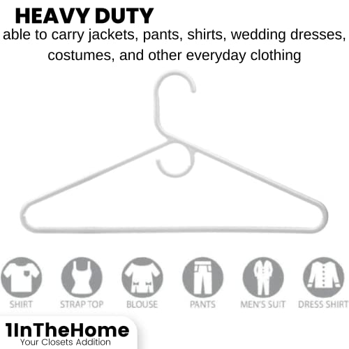 1Inthehome Heavy Duty White Hangers Tubular Plastic Hangers, Set Of 24 (Heavy Duty) #TOP3