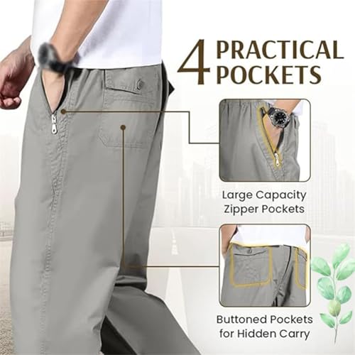 Puliam Mens Stretch Pants, Easetactic - Flex Fit Zipper-Pocket Durable Pants, Bromute Pant for Men with Elastic Waist4