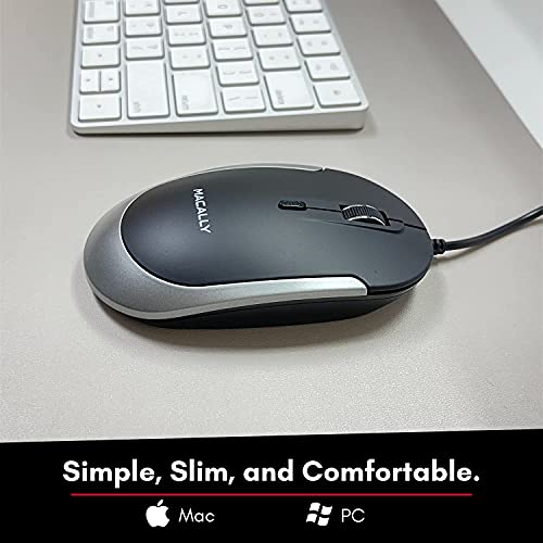 Macally Backlit Compact Keyboard and a Wired Computer Mouse, Sleek and Clean