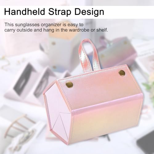 Image of PATIKIL Travel Sunglasses Organizer, 5 Slot Foldable Sunglasses Holder Leather Sunglass Storage Organizer with Pouch