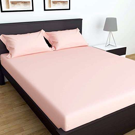 Femfairy Solid 144 TC Double Bedsheet | Super Soft Microfiber Plain Bedsheet for Double Bed | Premium Bedsheet with 2 Pillow Covers - 90 x 100 Inches Rose Pink-picture-19