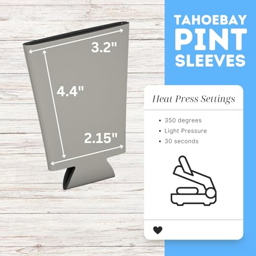 Image of TahoeBay Blank Pint Glass Sleeves, Beer Coolers, 6-Pack, Silver | Insulating Foam Cooler, 16oz Collapsible Tapered Beverage Holder, Bar Cup Insulator for Transfer Vinyl, HTV, Sublimation, DTF