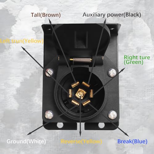 Image of 7 Pin Trailer Plug,7 Way Trailer Light Connector Socket,7 Prong Electrical Truck End Wiring Harness Vehicle Side,7 Pin Truck Plug Quick Converter with Mounting Bracket