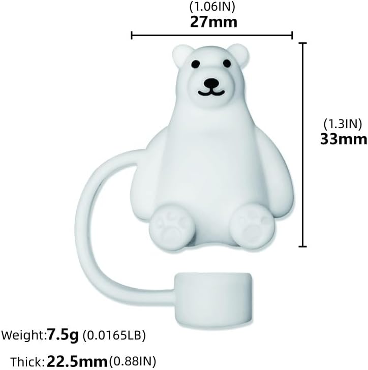 Miniatura 5 de Paquete de 6 cubiertas de paja de 0.394 pulgadas con forma de organismo marino lindo de silicona de grado alimenticio, tapas de puntas de popote