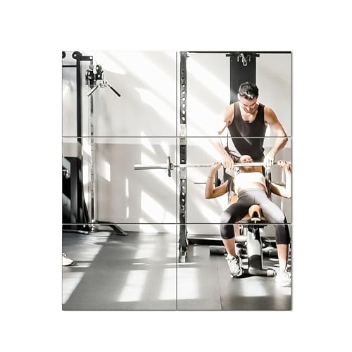 Delma Wall Mirror,Full Length Mirror Tiles for Wall Decor, Modern Full Body Mirror for Home, Office, and Gym(Glass, 16''x12''x 6PCS)