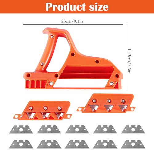 Gipskartonplatten Schnellschneider, Gipskarton Hobel mit 45° und 60° Klingensatz, Kantenhobel für Gipskarton, Handhobel zum Schneiden von Gipskartonplatten Rigips Hobel mit 10 Klingen Ersatz