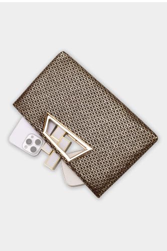 Image of Coucoland Women's PU Leather Clutch Purse with Metallic Geo Top Handle