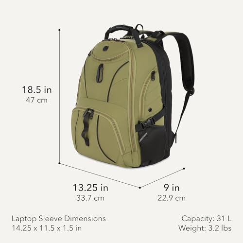 Image of SWISSGEAR 1900 ScanSmart Laptop Backpack, Fits Most 17-Inch Laptops, TSA-Friendly Lay-Flat Design, RFID Protection, and Tablet Pocket, Black, 31L, 18.5-Inch