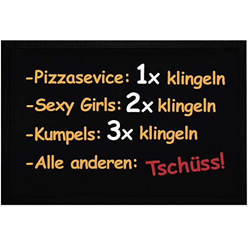 MoonWorks® Fußmatte mit Spruch Pizza-Service 1x klingeln Tschüss Türmatte lustig Ironie...