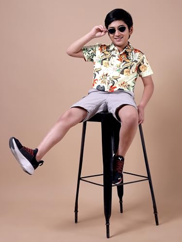 Image of Boys Printed Casual Shirt Short Sleeve Button Down Beach Shirt for Kids