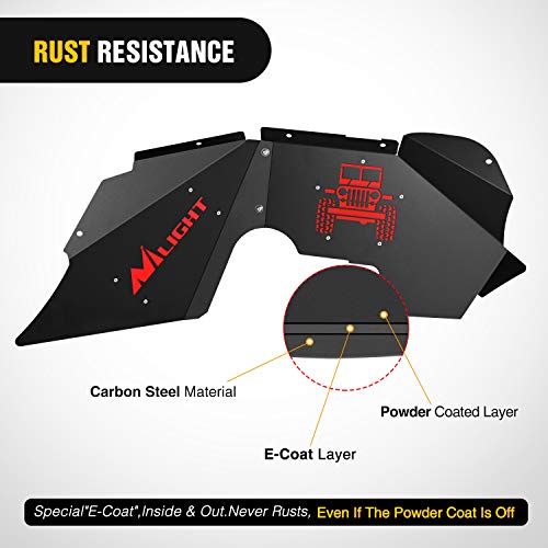 Image of Nilight Front Inner Fender Liners Compatible with 2007-2018 Wrangler JK & JKU Unlimited Bolt-on Style Fender Flares