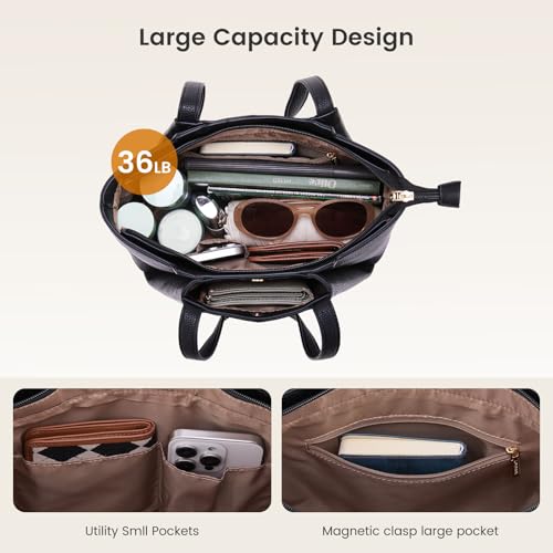 LOVEVOOK Tote Bag for Women,Ultra Soft Foldable Vegan Faux Leather Shoulder Bag, Fashionable Minimalist Style Purses Women3