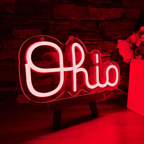 Image of Mutank Ohio Neon Signs for Wall Decor, USB Powered Dimmable Ohio State LED Neon Light, for Home Room Decor Sports Fans Team Wall Decor Club Store Party Man Cave Gifts(12.5 * 6.2 In)