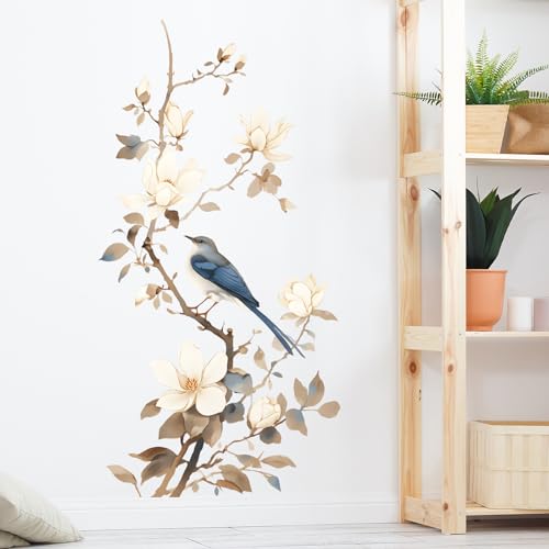 Vinilo decorativo ramas flores y pájaros chinos miniatura 2