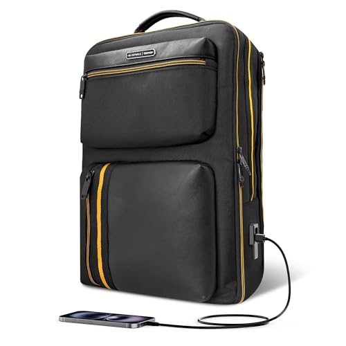Image of Nu Republic Triphop Backpack for Men Women Office Casual 18-inch Laptop Bag Water-Resistant Multi-Pockets Sleek Smart College Backpack with Dual USB Port (Black)