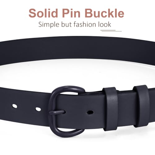 Image of WHIPPY Women Leather Belt for Jeans Pants Dresses Black Ladies Waist Belt with Pin Buckle