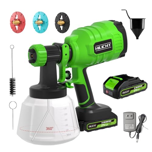 Paint Sprayer Gun for House Painting & Furniture, 21V Motor Spray Gun with 3 Nozzles, Adjustable Flow Control, Easy to Clean Tools – Ideal for Walls, Fences, Cabinets