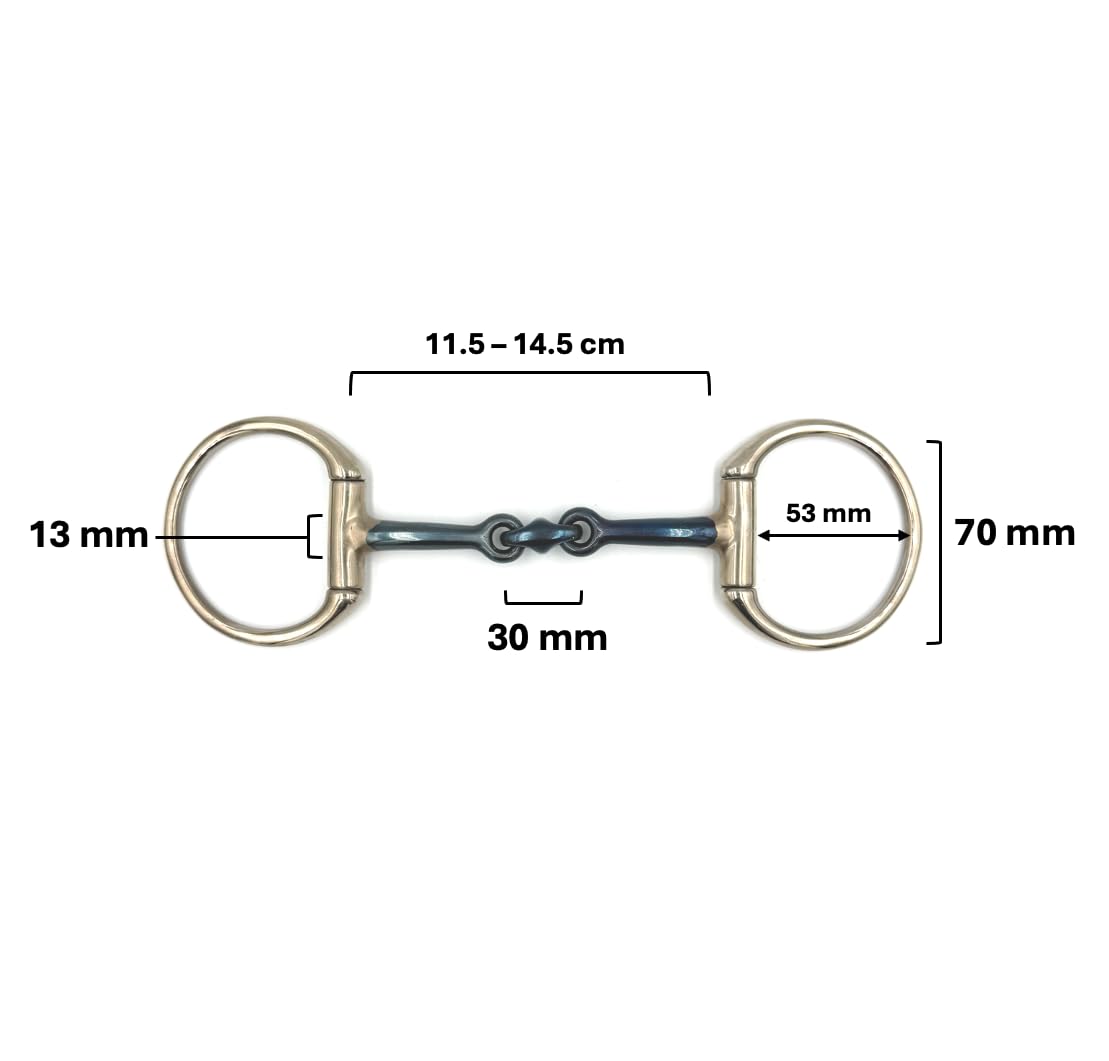 Gebiss Olivenkopfgebiss Olivenkopftrense Doppelt Gebrochen Swet Iron Edelstahl Ringdurchmesser 70 mm Gebissstärke 13 mm 11.5 cm