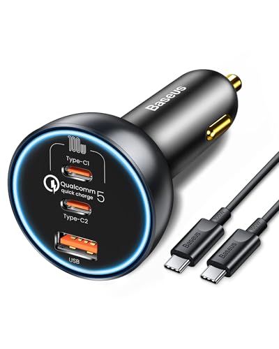 Baseus 160W USB C Autoladegerät 3 Ports, QC5.0 PD3.0 PPS USB C Zigarettenanzünder kfz Ladegerät...