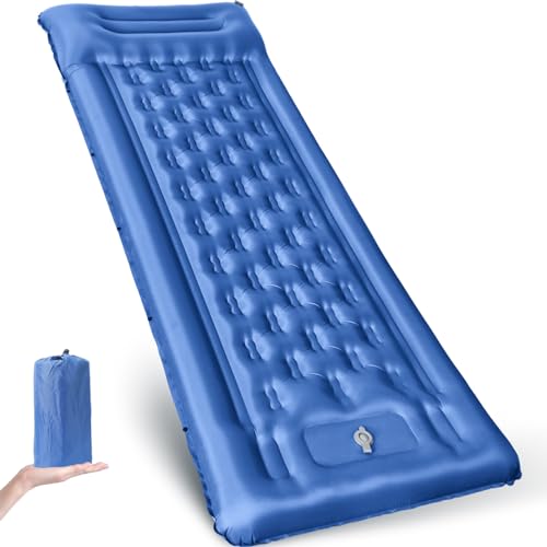 Esterilla Camping, 12cm Colchones Camping Autohinchable, Ultraligera, Colchón De Aire Hinchable Para Camping, Portátil Y Plegable, Almohadilla Para Dormir De Acampada Para Exteriores, Senderismo Azul