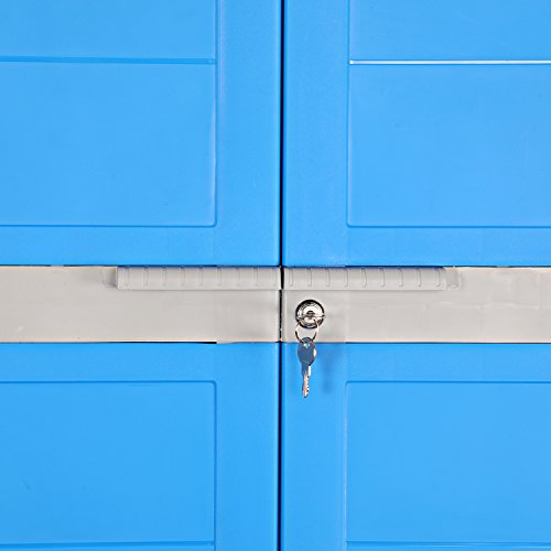 Image of Cello Novelty Big Plastic Cabinet with Dustproof Doors| 3 Year Warranty | Almirah, Cupboard, Wardrobe for Home, Living Room, Bedroom, Kitchen, Office, Outdoor| Blue & Grey Colour