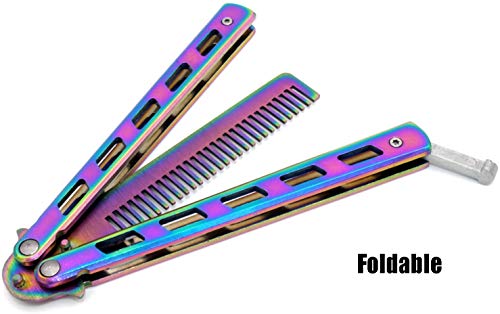 Butterfly Knife, Practice Knives, Trainer Martial Arts Practice Swords, Steel Metal Folding Knife Training Knife Tool Unsharpened（Comb） #TOP1