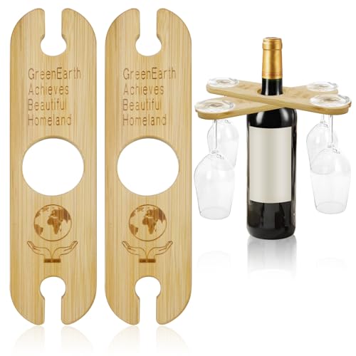 mobumeia 2 Stück Weinglashalter Holz, Bambus Weinregal für 4...