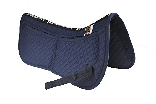 ECP Equine Comfort Products Adjustable Shock Absorbing Memory Foam Half Saddle Pad, Injury Prevention & Pressure Relief, Customizable Fit, Breathable for All Riding Styles, Navy Blue