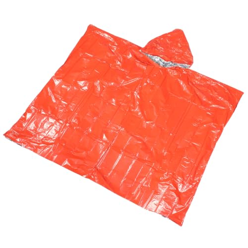 Orange Emergency Rain Poncho Waterproof Polyester Film for Trekking