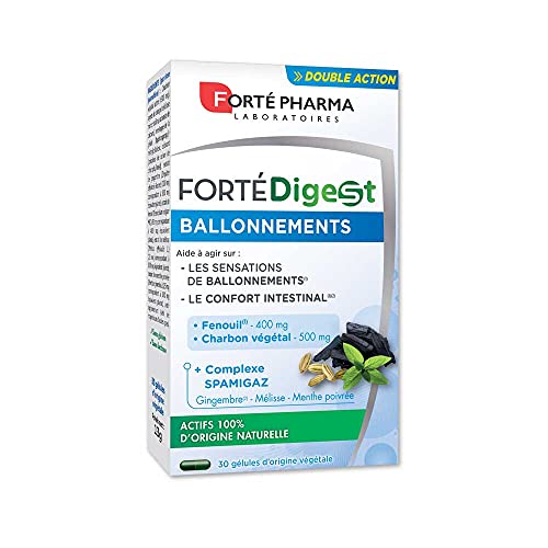 Forté Pharma - Forté Digest Ballonnements | Digestion Difficile et Ballonnements - Confort Intestinal et Digestif | Complément Alimentaire - Charbon végétal, Fenouil, Gingembre | 30 gélules Cover