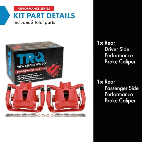 Image of TRQ Performance Rear Driver and Passenger Side Brake Caliper Set Compatible with 12-14 Ford F-150 15-17 F-150 with Manual Parking Brake 18 F-150 Raptor