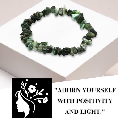 Image of Certified Emerald Bracelet for Women Men with Healing Crystal and Reiki Stone - Beautiful Gemstone Beaded Bracelet for Balance, Harmony & Positive Energy (Chips Stone Beads)