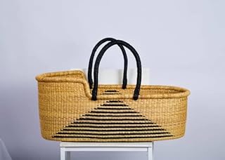 Baby Bassinet, Baby Moses Basket with Foam Pad, Baby Bassinet Basket-Wicker Baby Bassinet-Bolga Woven Baby Bassinet