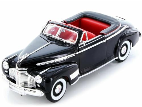 1941 Chevy Special Deluxe Convertible Black with Red Interior NEX Models 1/24 Diecast Model Car by Welly 22411W-black