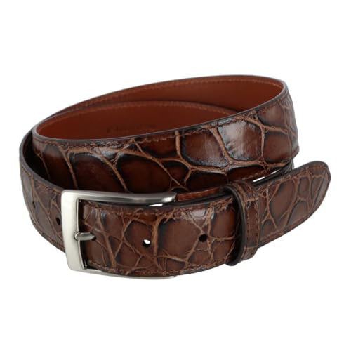 Trafalgar Men's Toby Mock Turtle Embossed Italian Leather 35mm Belt
