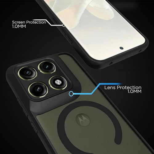 Image of RIGGEAR Shockproof Sleek Hybrid Armor Magnetic Back Cover Case Compatible with MagSafe Accessories for Motorola Moto Edge 70 Pro /Edge 70 Pro Plus 5G (Smoke Black Matte PC + Black TPU Bumper)
