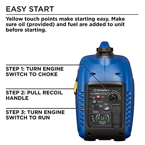 Westinghouse Outdoor Power Equipment 2800 Peak Watt Super Quiet & Lightweight Portable Inverter Generator, Gas Powered, Parallel Capable, Long Run Time