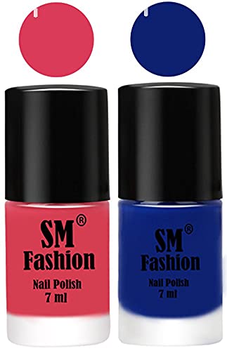Image of Long Lasting Nail Polish | Nail Paint Combo 7 ml Each) - Set of 2 Rose-Blue