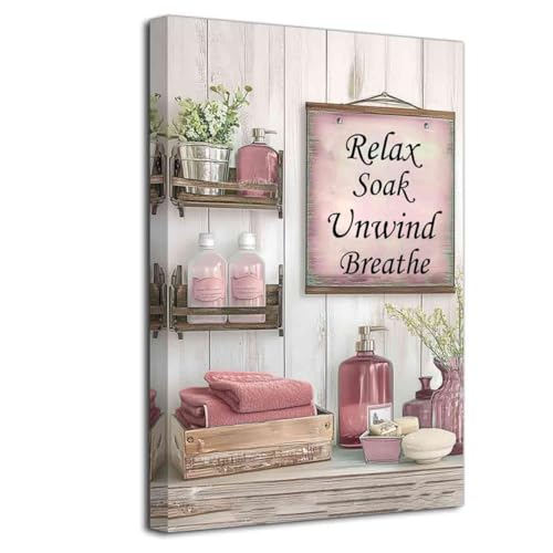 ZXHYWYM Pink Bathroom Wall Art Bathroom Pictures Rustic Farmhouse Sign