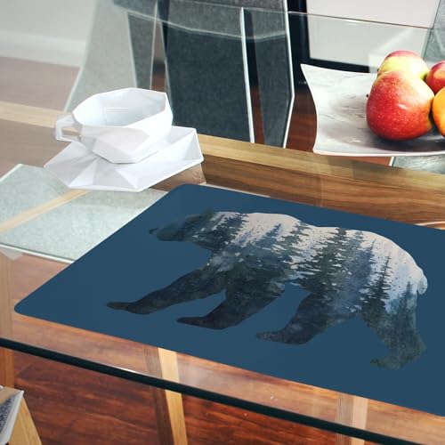 Sets de table en liège isolants et lavables grand format bleu 4 pcs - 6