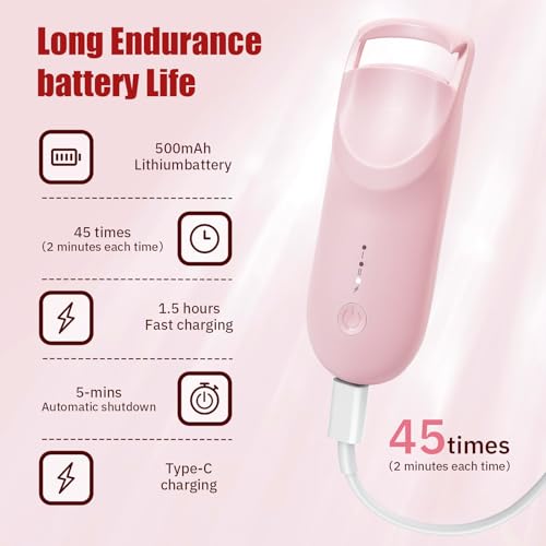Recourbe-cils électrique chauffant rose Mini Lash rechargeable USB