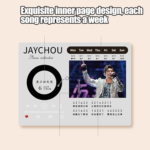Calendario musical de escritorio interactivo con partituras mensuales y minipiano de dedos 7