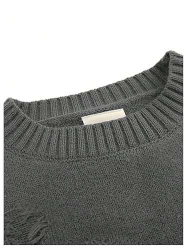 Men's Gothic Grunge Ripped Sweaters Distressed Long Sleeve Vintage Loose Pullover Sweaters3