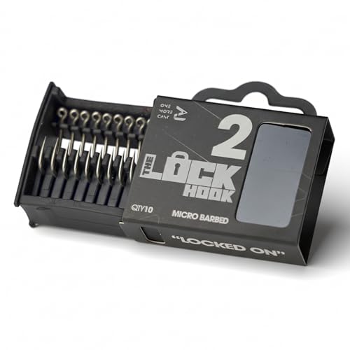 Image of OMC Lock Hooks - Barbed & Barbless Carp Hooks, Sizes 2, 4, 6 & 8 - Aggressive Curve, Wide Gape Hook with Needle Point, Strong Forged Steel - Ideal for Rigs, Bottom Baits & Wafters