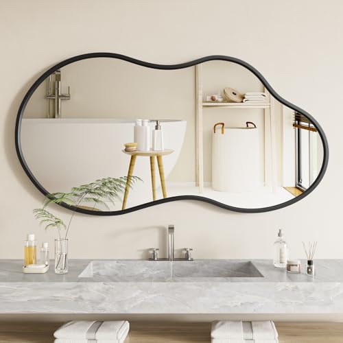 Dimelax 20”x 36” Irregular Wall Mirror, Asymmetrical Bathroom Vanity Mirror,
