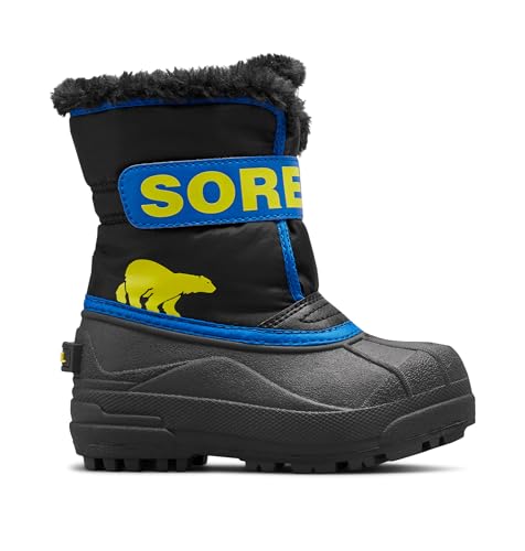 SOREL Children's Snow Commander Boot - Black, Super Blue - 12
