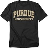 Purdue University Block University Font Unisex Adult T Shirt, Black, 2X-Large